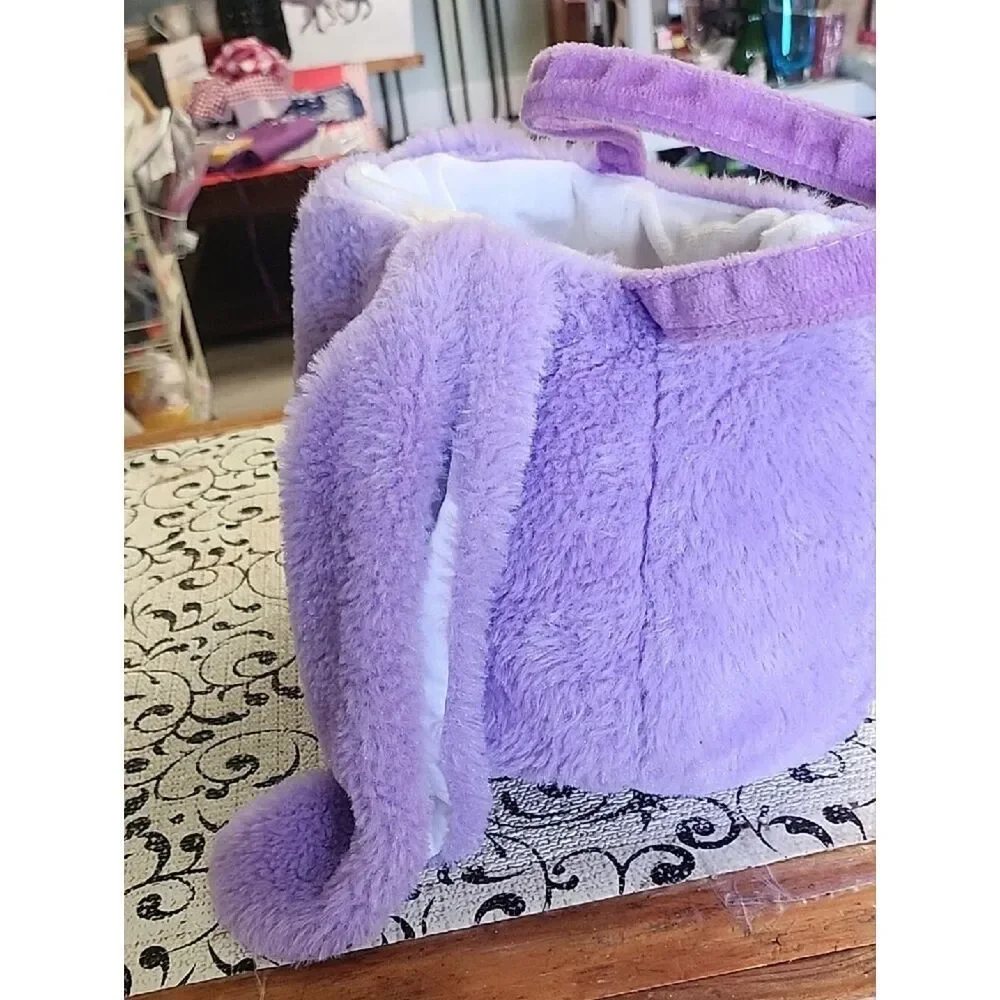 Plush Purple Bunny Bag for Kids - Cute Soft Carrying Tote